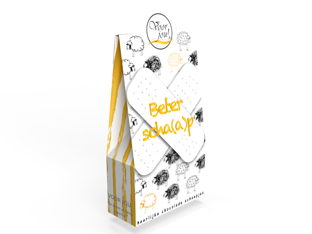 Voor Jou! chocolade cadeau doos met 100g beterschaap in elegant packaging, perfect for gifting or enjoying a sweet treat.