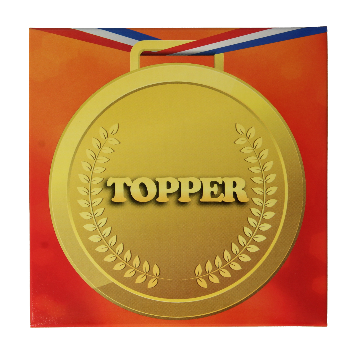 Voor Jou! chocolate tablet topper, 90g, with smooth, glossy chocolate surface and decorative toppings for desserts.