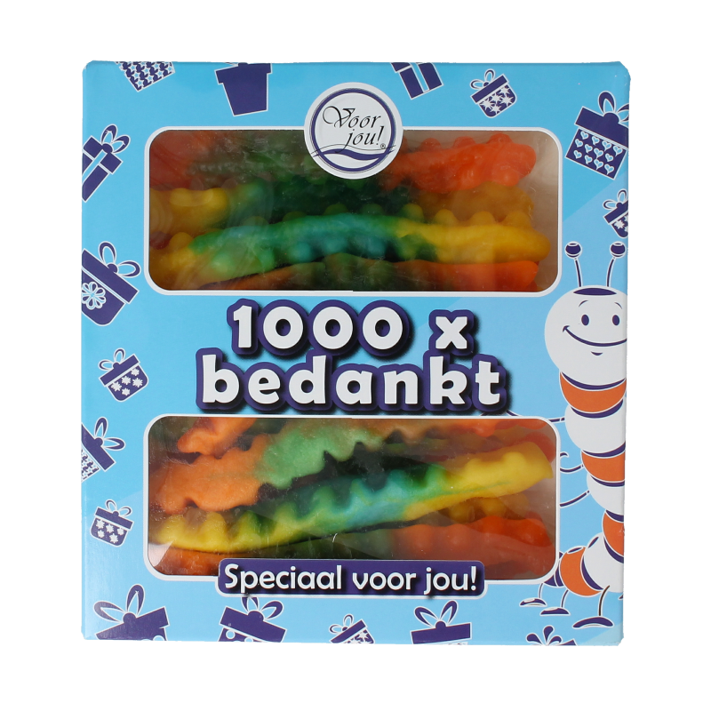 Voor Jou! 1000x bedankt snoepgoed, 143 gram colorful candy assortment in bright packaging