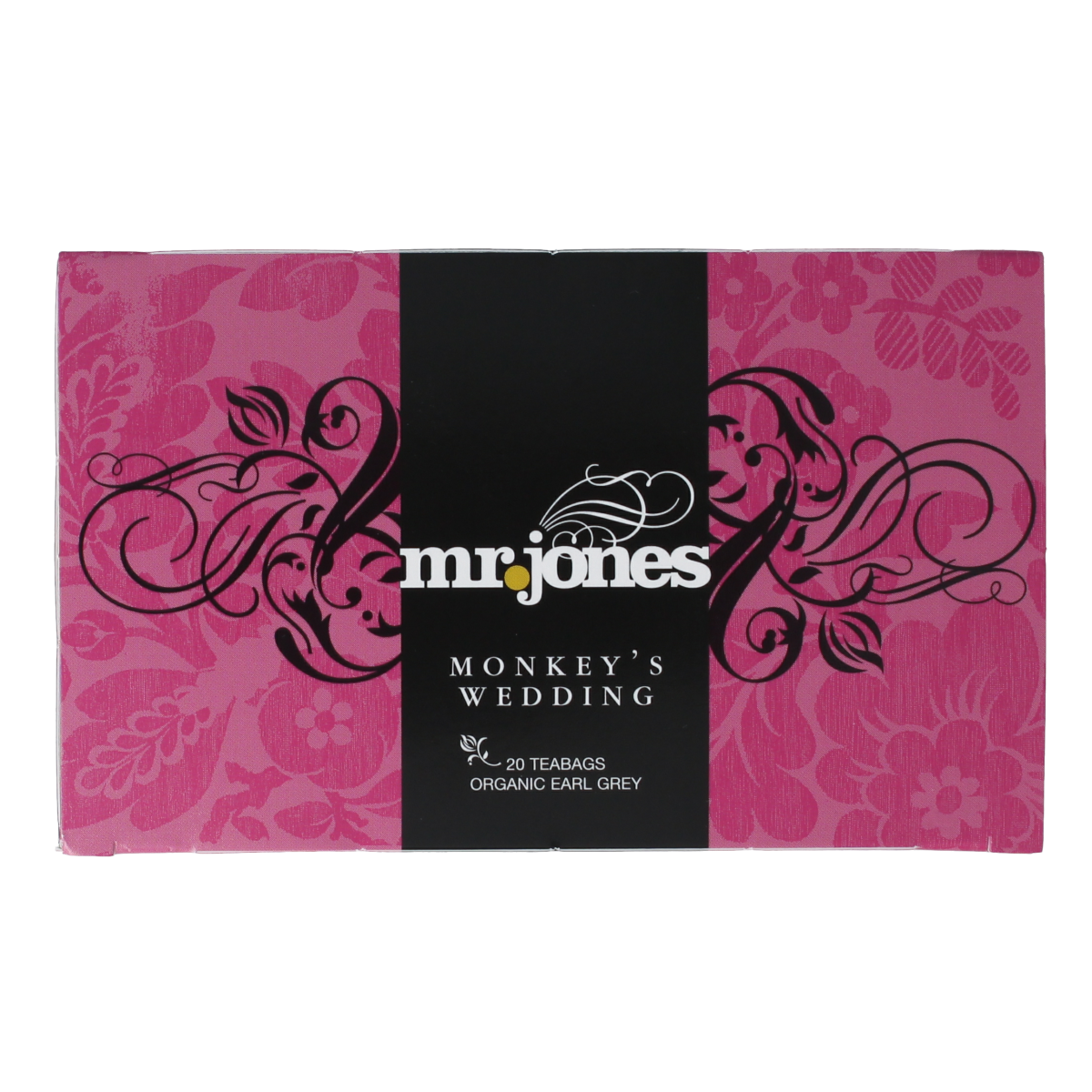 Mr. Jones Monkeys wedding Earl Grey bio tea bags, natural organic black tea with citrus flavor, in a box of 20.