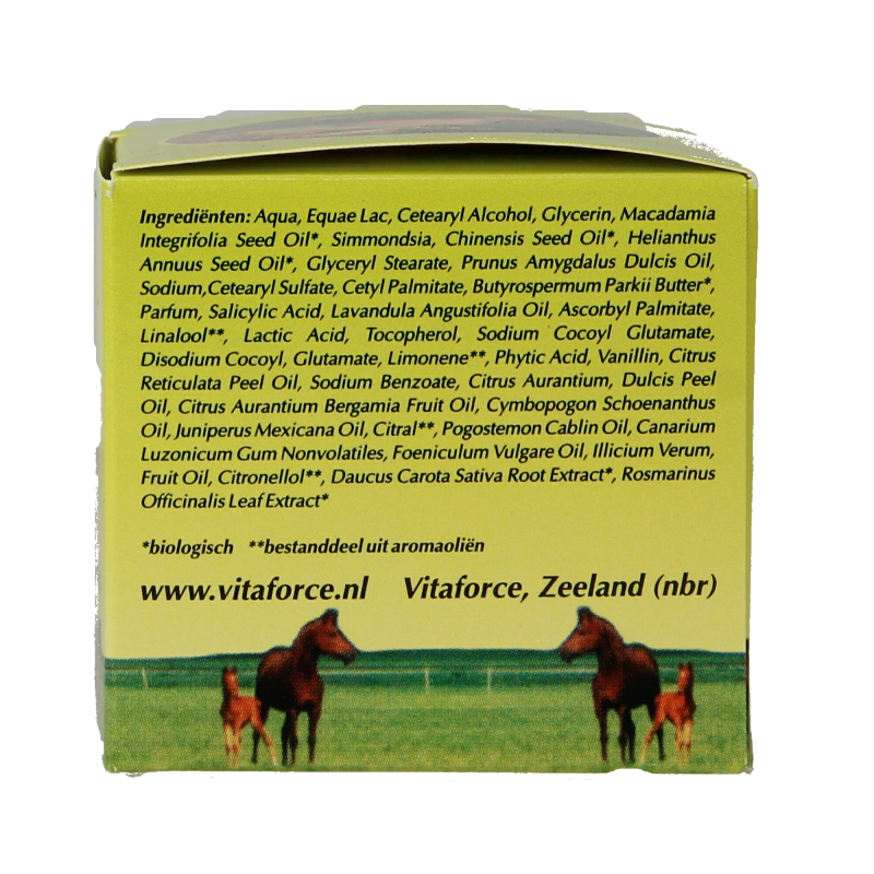 Vitaforce paardenmelk speciaalcreme in 50ml container, body care product for nourishing and moisturizing skin.