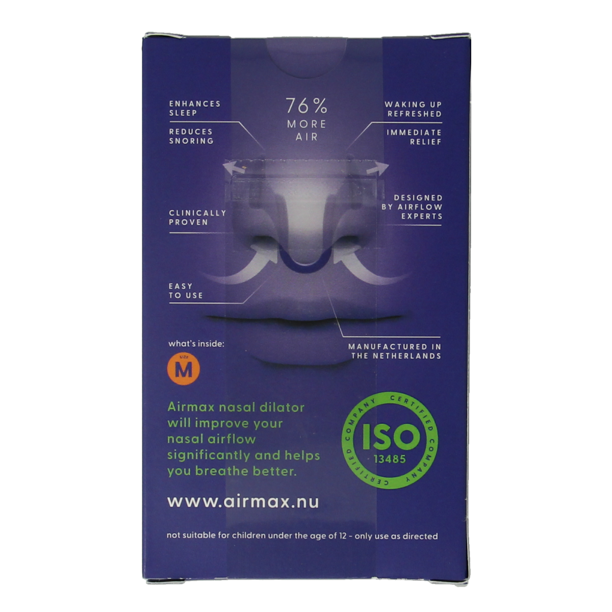 Airmax Neusverzorging en Inhalatie Snurkers, medium size, for nasal care and snoring relief, shown in the image.