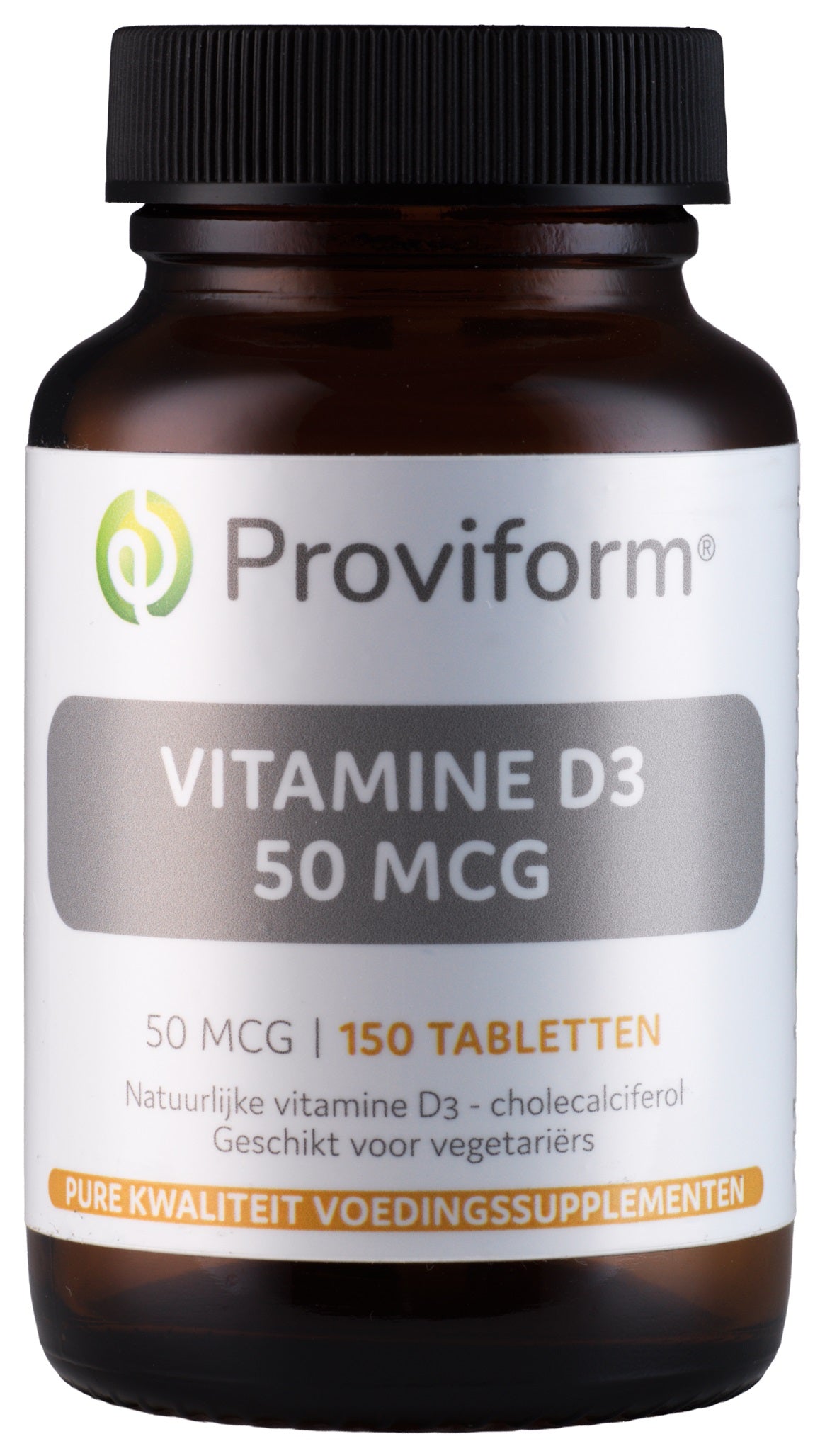 Proviform Vitamine D3 50mcg (2000IE) tablets, dietary supplement for daily vitamin D intake, shown in bottle.