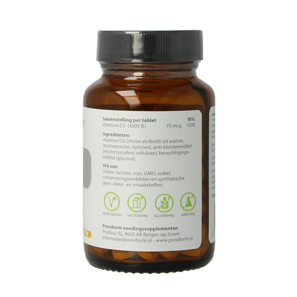 Proviform Vitamin D3 75mcg tablets, dietary supplement for daily health, displayed in a blister pack.