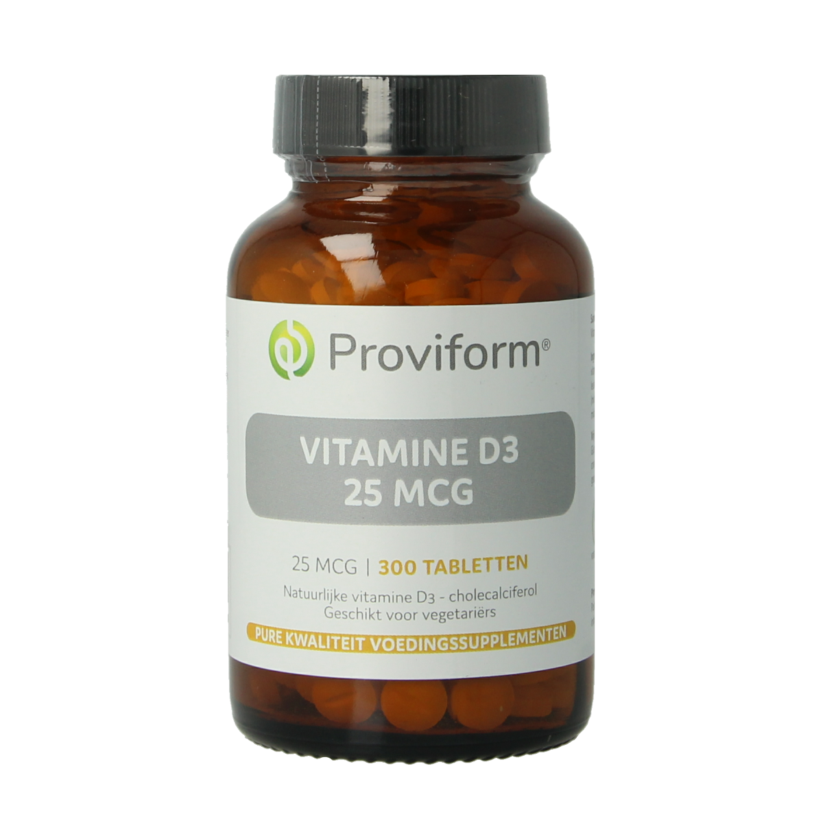 Proviform Vitamine D3 25 mcg (1000 IE) supplement in a bottle with 300 tablets, natural health product for vitamin D support.