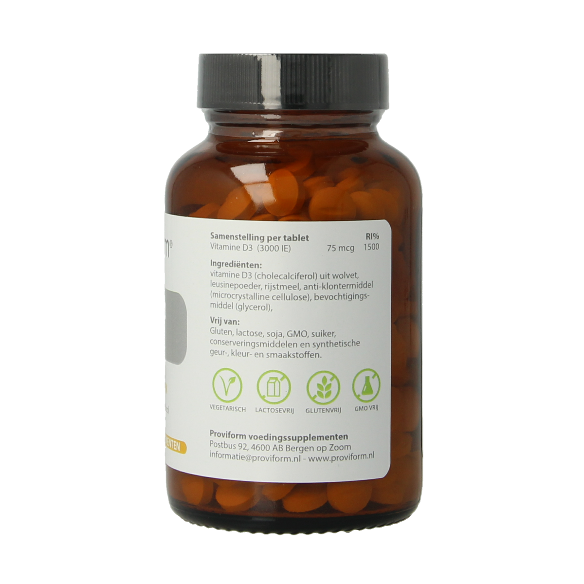 Proviform Vitamine D3 75mcg herbal supplement in a bottle of 300 tablets, natural herbal preparation for vitamin D support.