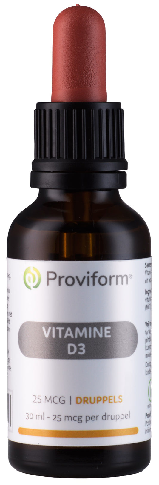 Proviform Vitamine D3 25mcg drops in a 30ml bottle showing the vitamin supplement bottle with label.