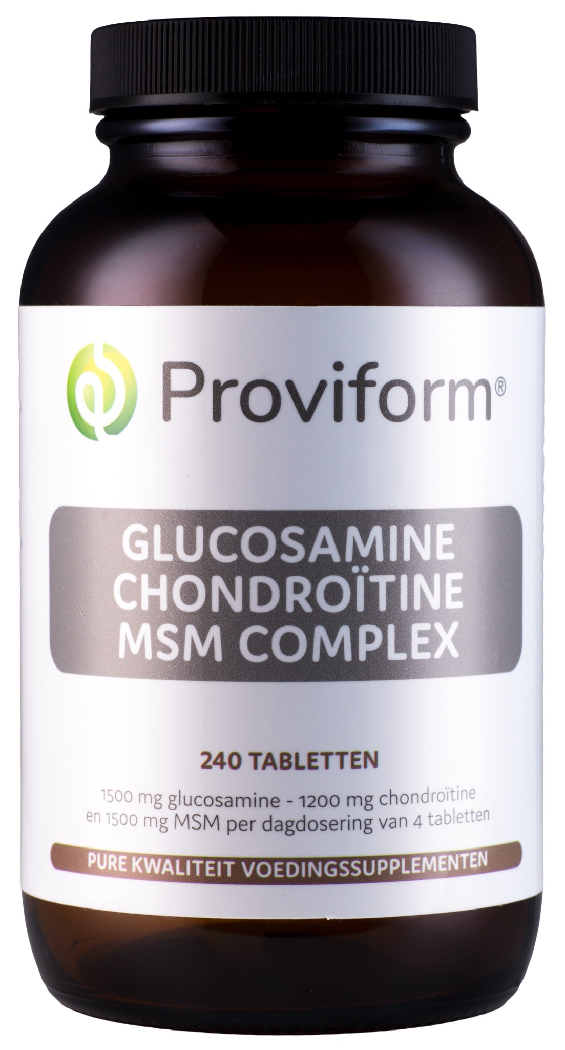 Proviform Glucosamine chondroitine complex MSM mineral supplement bottles with 240 tablets, natural joint support formula.
