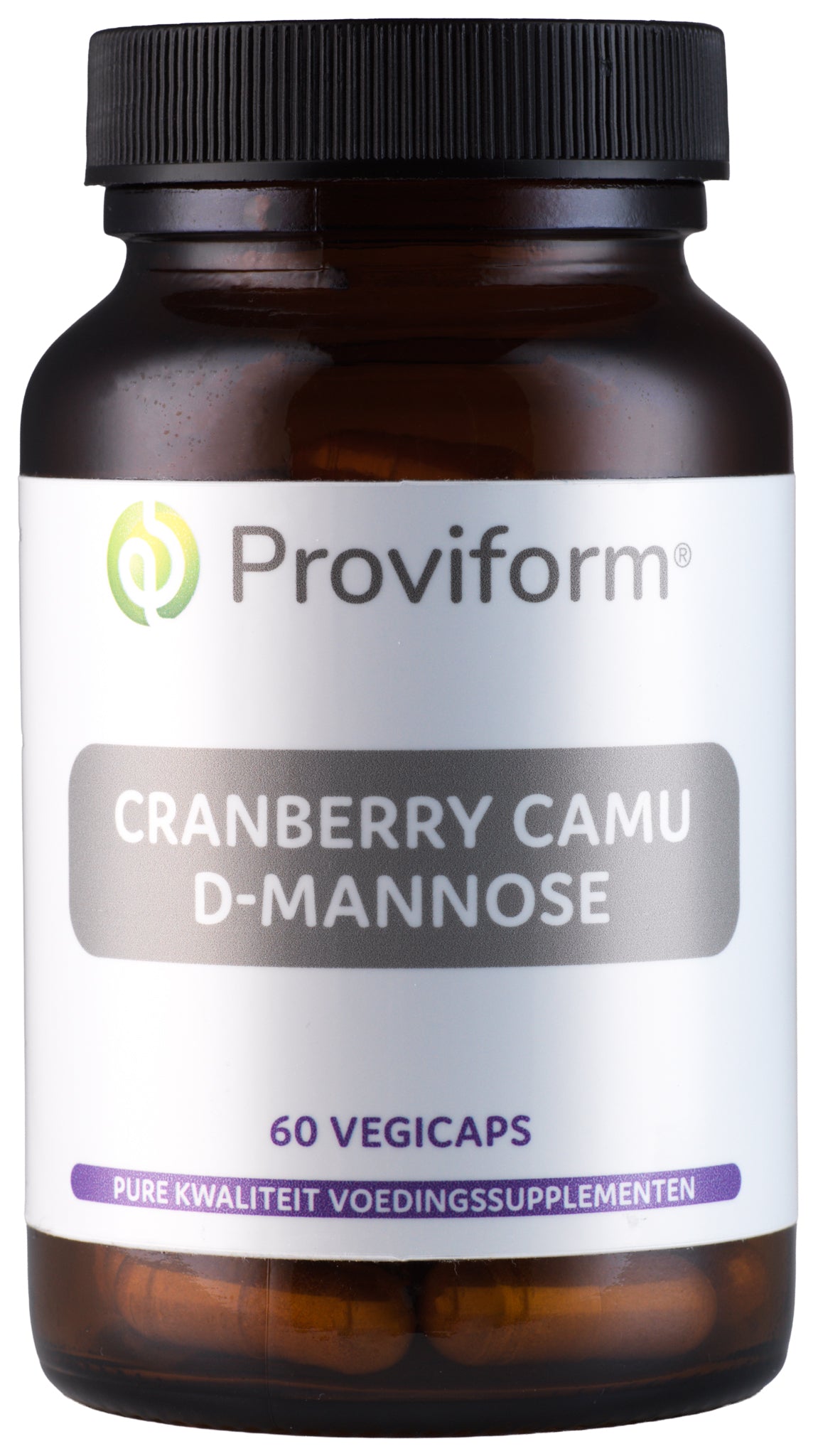 Proviform Cranberry Camu D-Mannose vegetarian capsules in a bottle, herbal supplement for urinary health.