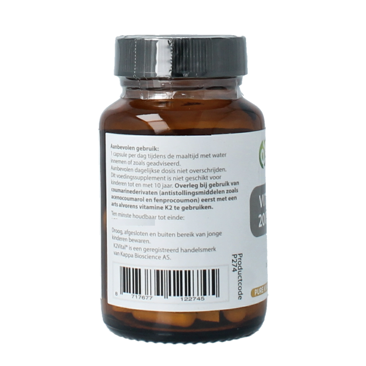 Proviform Vitamin K2 200mcg and D3 75mcg vegetarian capsules, dietary supplement for bone and cardiovascular health.