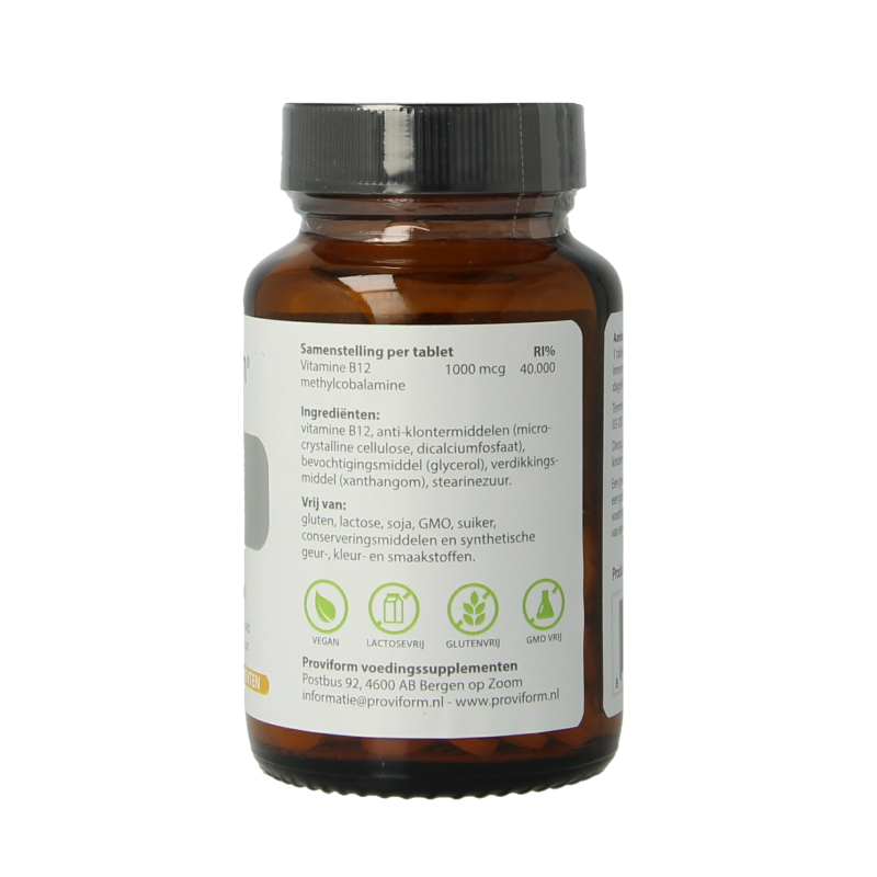Proviform Vitamin B12 1000mcg TR methylcobalamin tablets, 90-count, close-up of the supplement bottle and tablets.