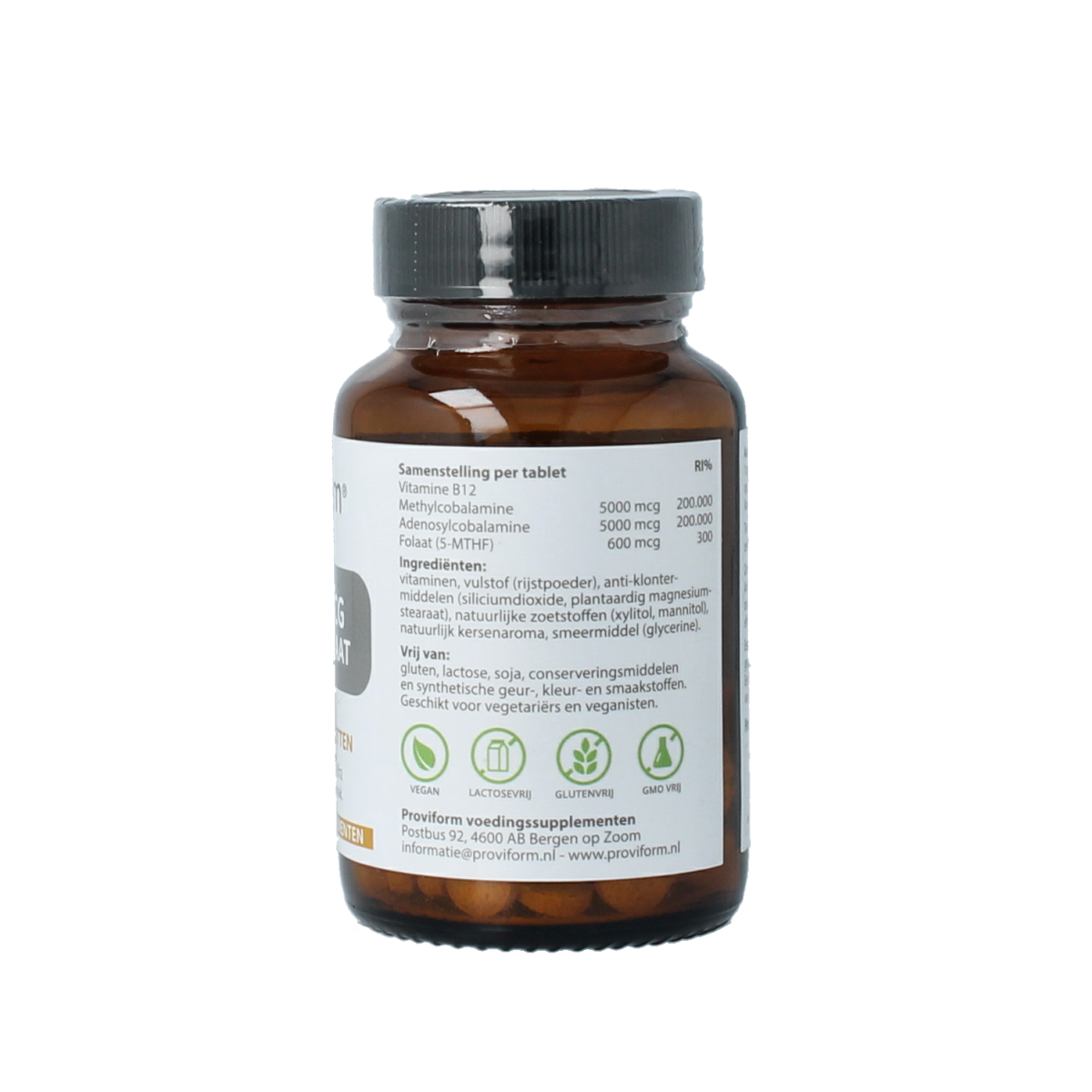 Proviform Vitamine B12 10,000mcg folaat zuigtabletten, vitamin B12 supplement in a blister pack.