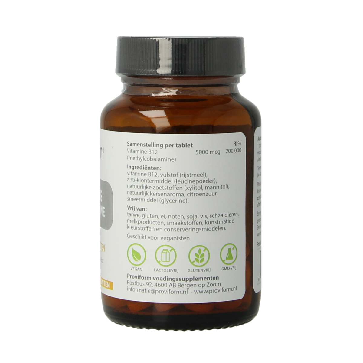 Proviform Vitamine B12 5000mcg methylcobalamin lozenges, natural supplement, 60 tablets, dietary vitamin B12 product.