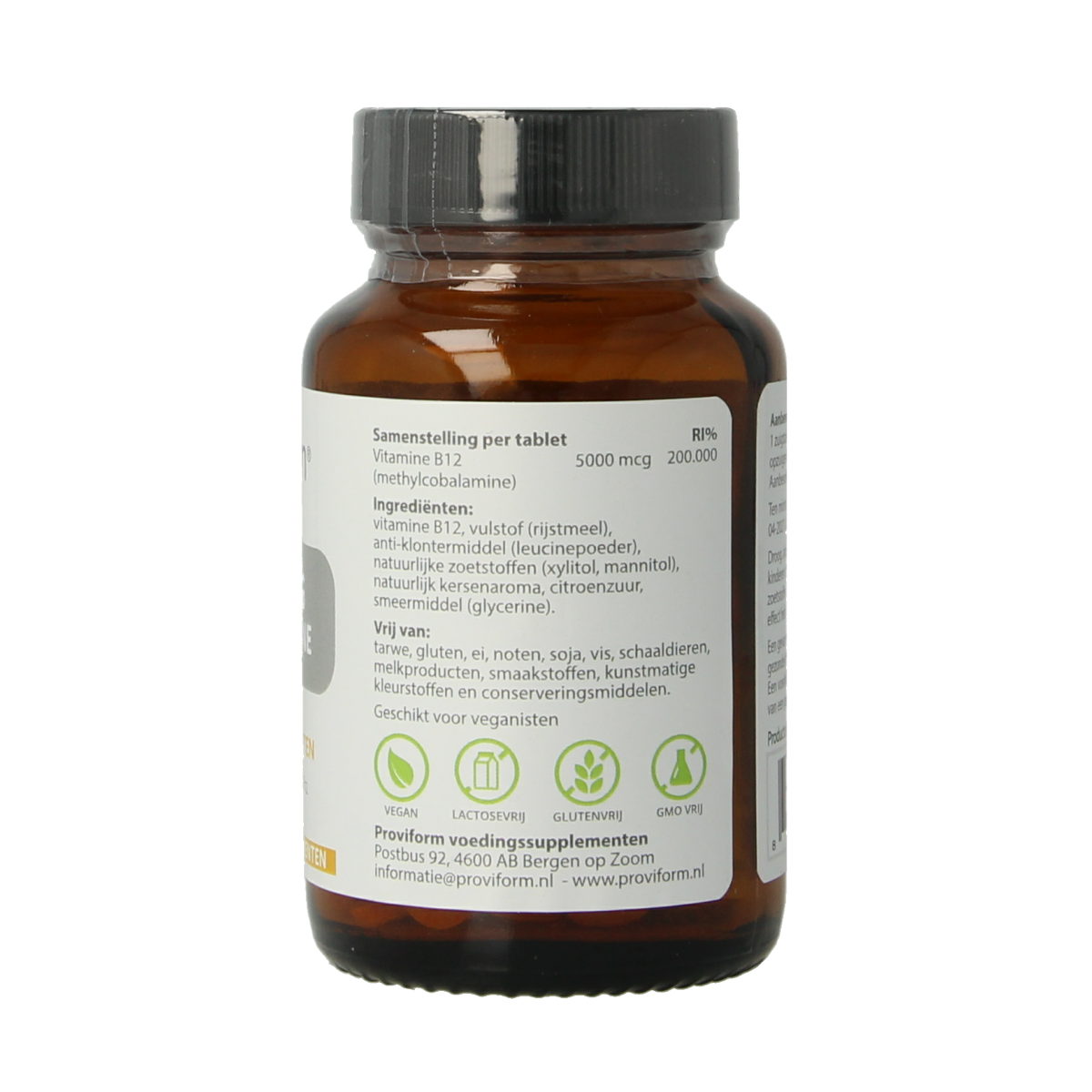 Proviform Vitamine B12 5000mcg methylcobalamin lozenges, dietary supplement, 120 tablets, natural B12 health support.