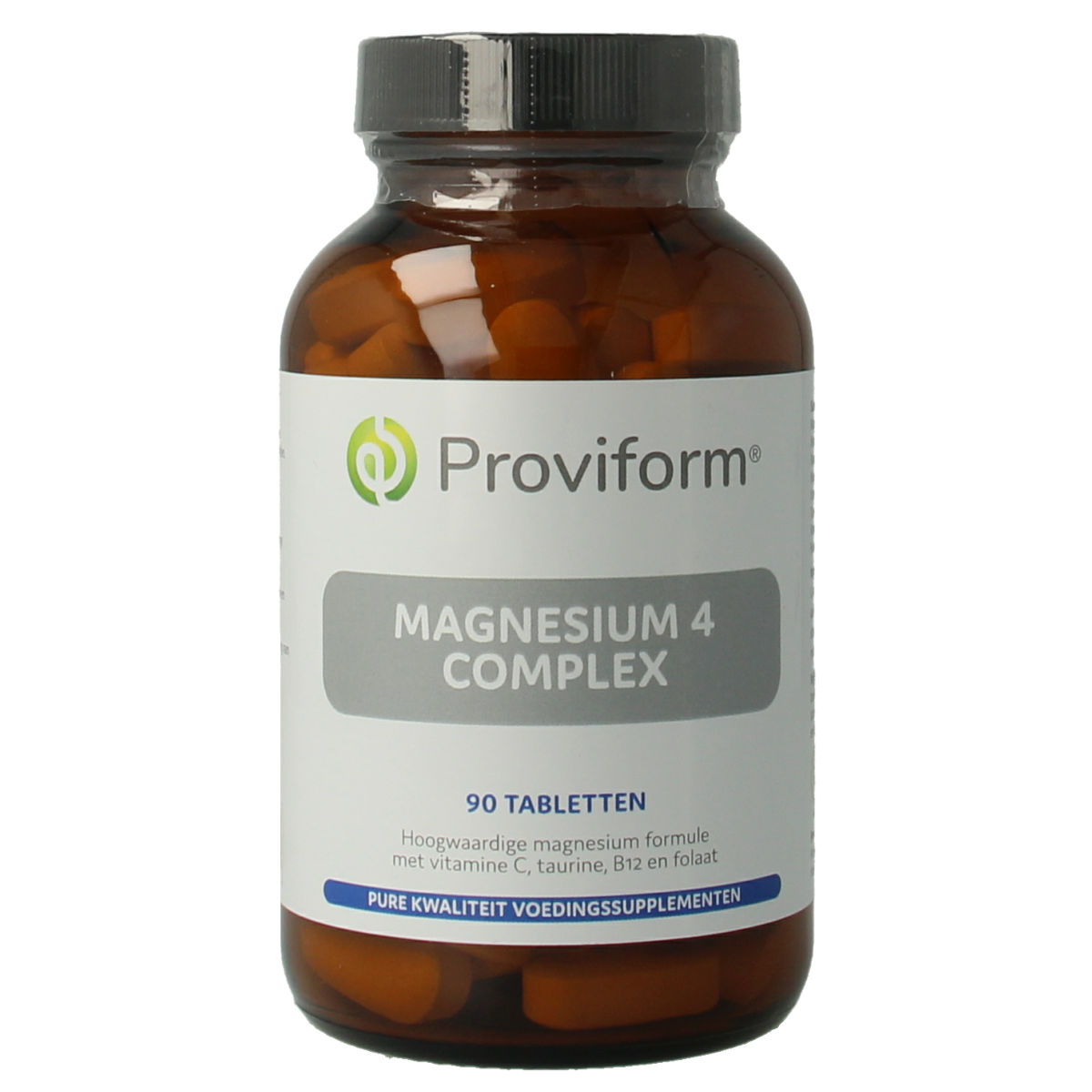 Proviform Magnesium 4 Complex mineral supplement containing 90 tablets, showcasing the supplement bottle with tablets inside.