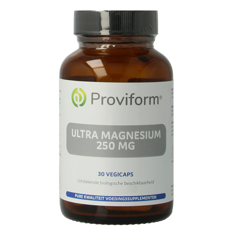 Proviform Magnesium Ultra 250mg vegetarian capsules, showing the bottle with 30 capsules on a white background.