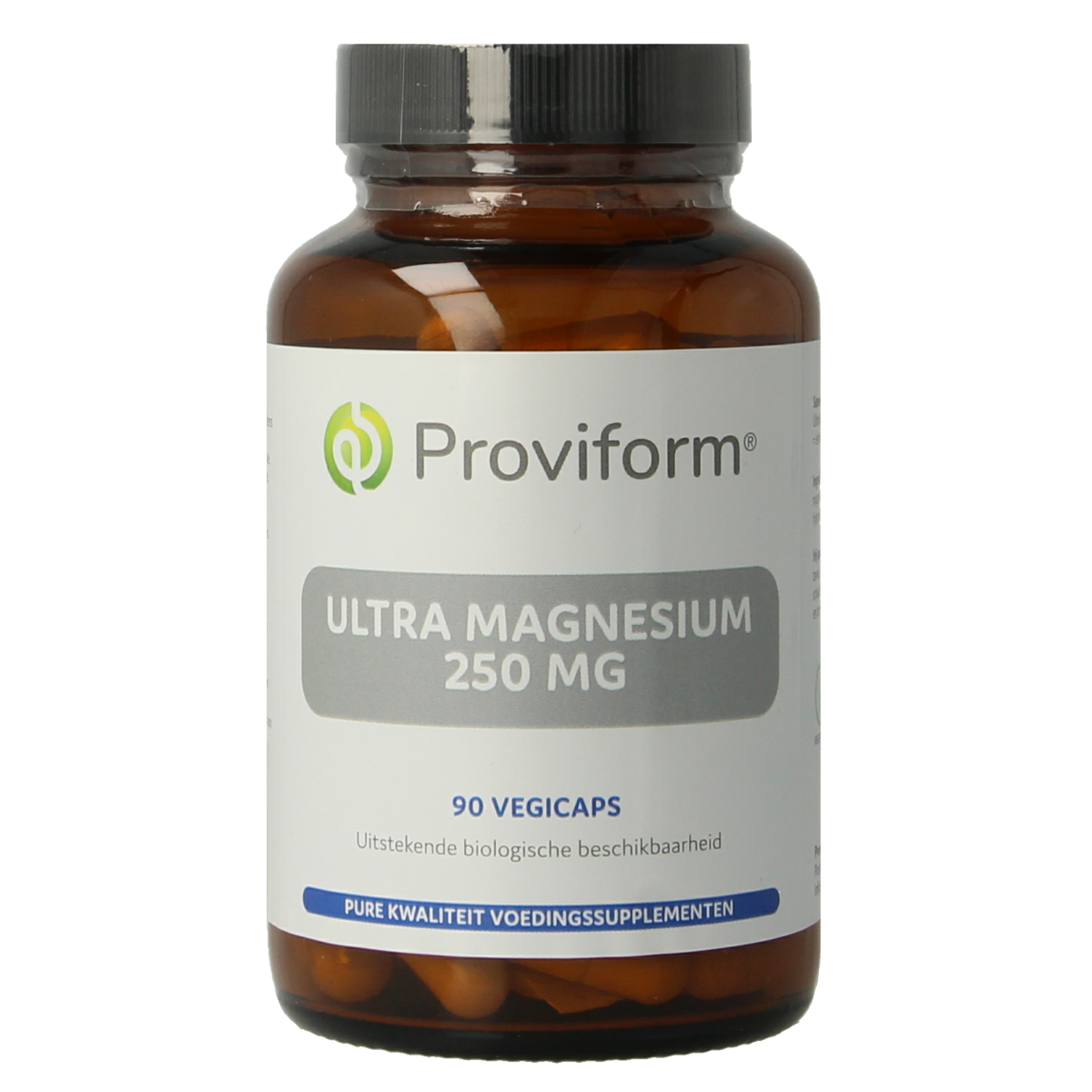 Proviform Magnesium Ultra 250mg vegetarian capsules, mineral supplement in a clear bottle with white cap and label.