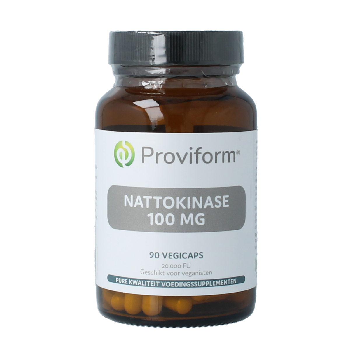 Proviform Nattokinase 100mg vegetarian capsules, dietary supplement for cardiovascular health, shown in the image.