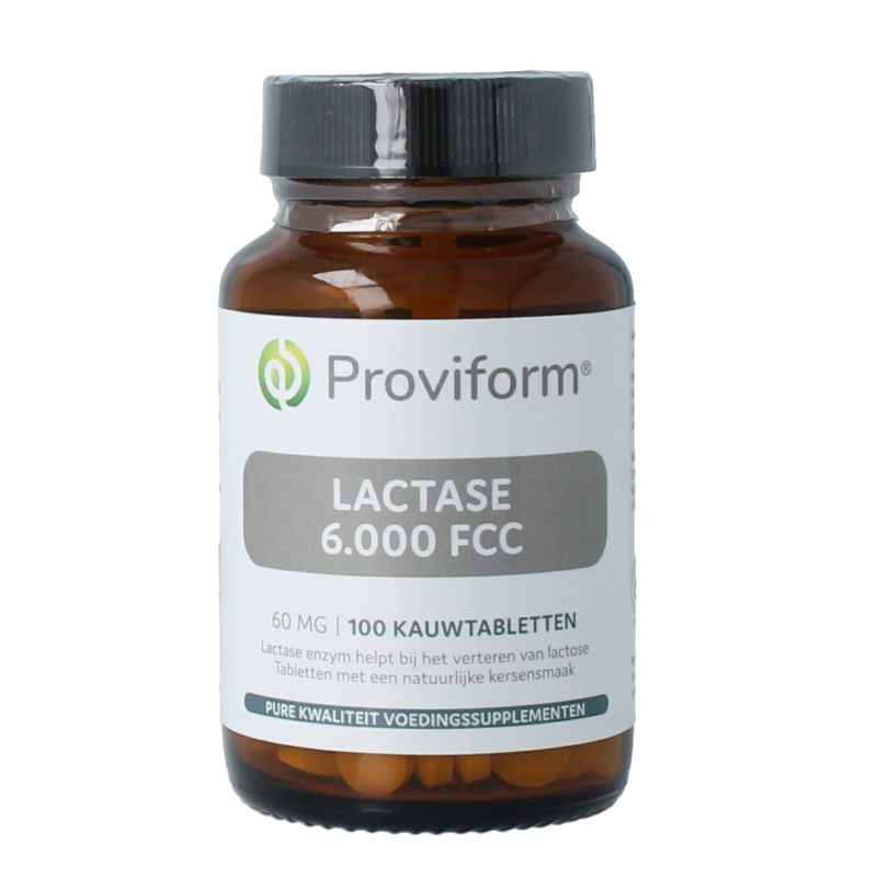 Proviform Lactase 6,000 FCC chewable tablets, dietary supplement for digestion, shown in blister pack.