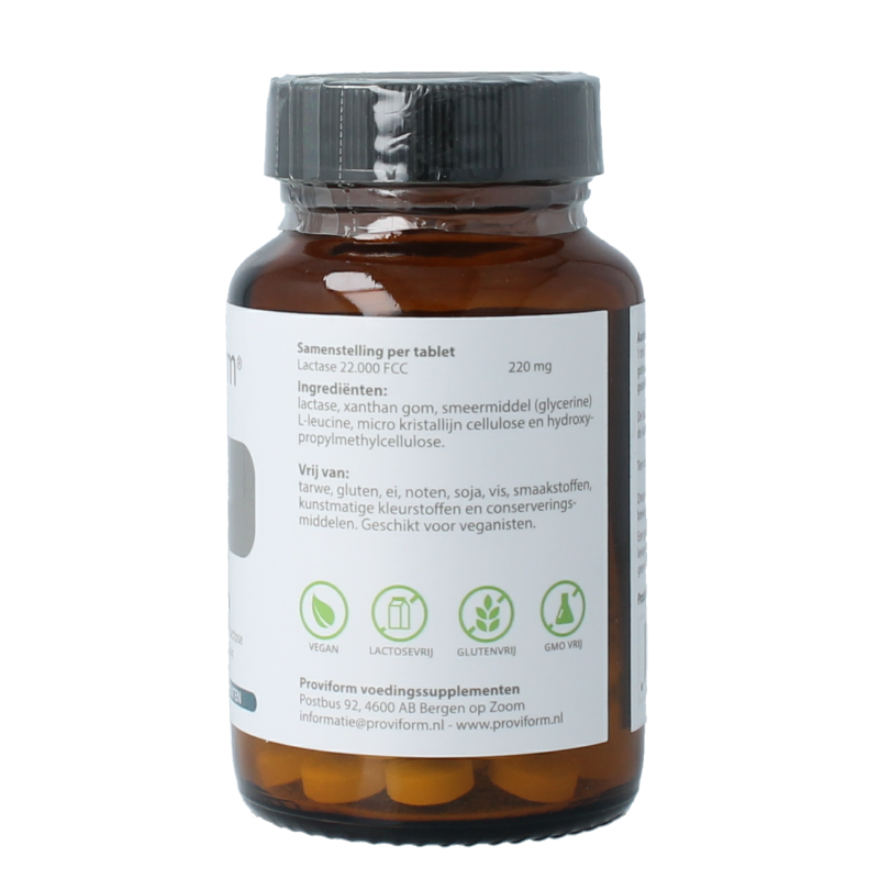 Proviform Lactase TR 22,000 FCC dietary supplement with 50 tablets, supports digestion of lactose in food and dairy products.