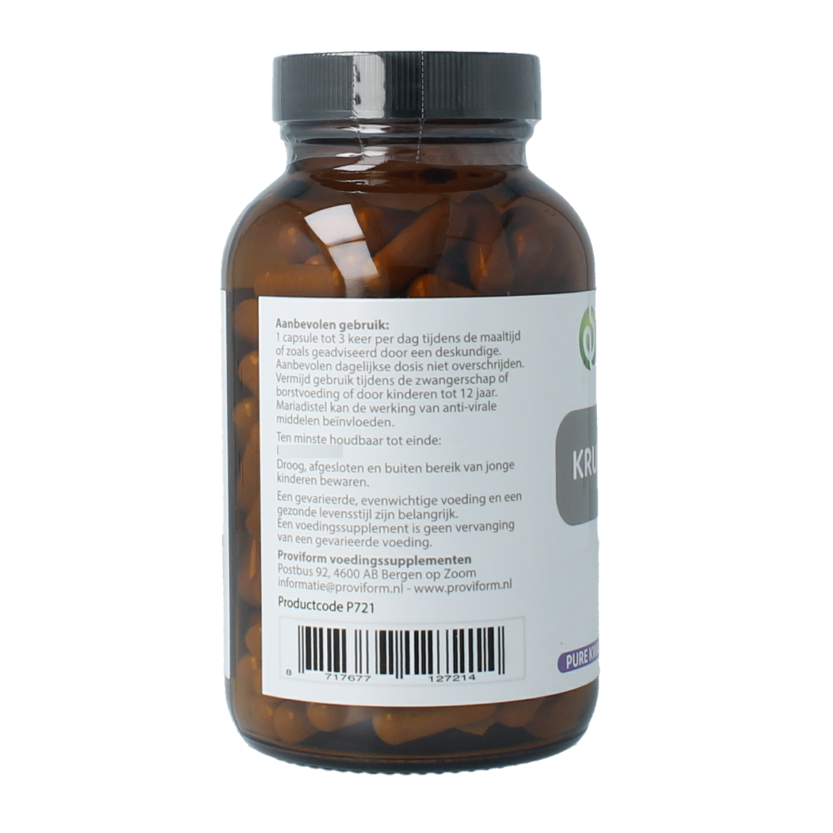 Proviform Kruidencomplex vegetarian capsules in a bottle, herbal supplement with natural herbal ingredients.
