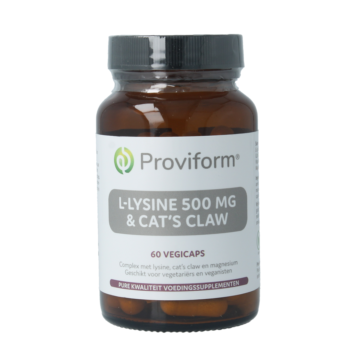 Proviform mineral multivitamin capsules with L-Lysine 500mg and cat's claw, vegetarian dietary supplement in a blister pack.