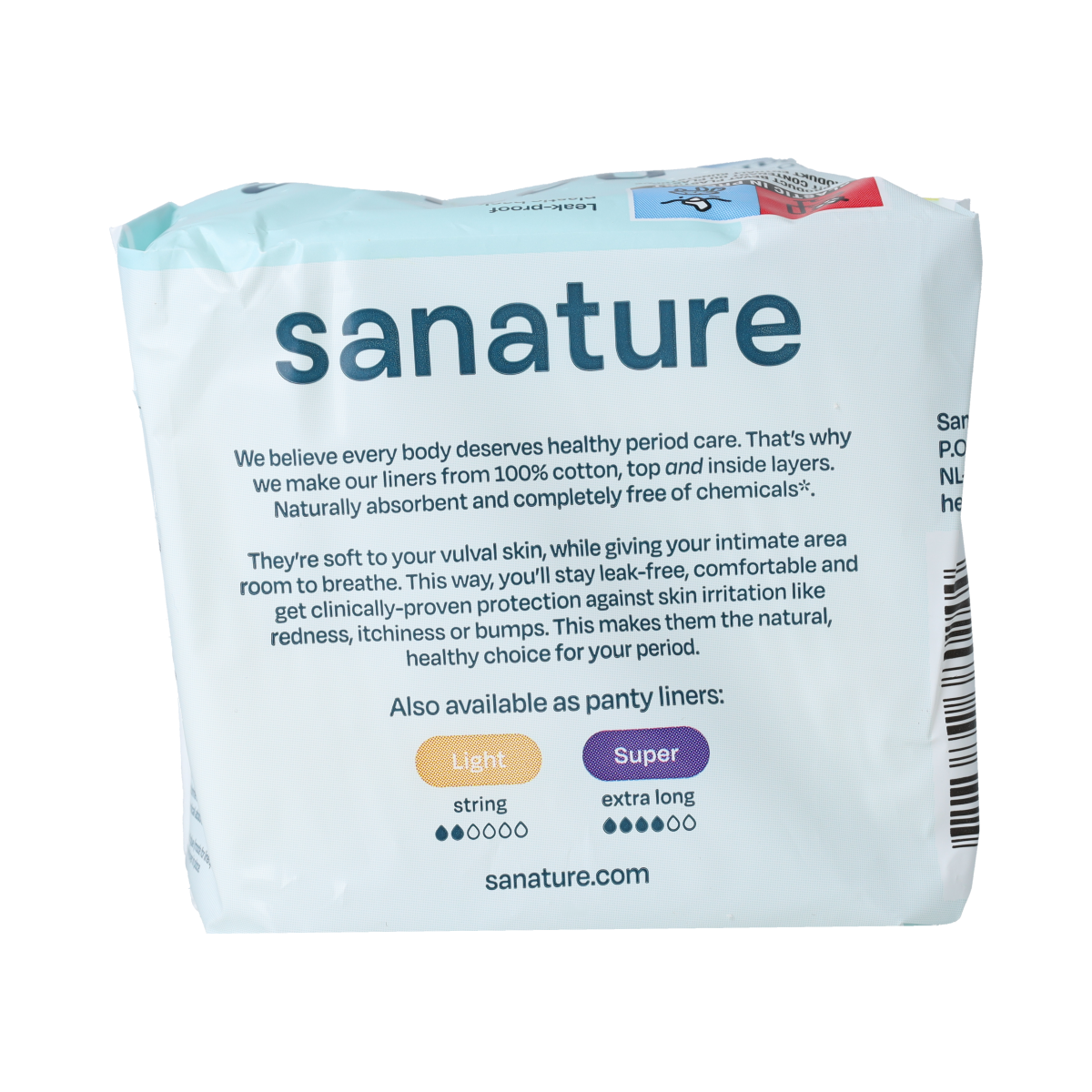 Sanature cotton inlegkruisjes, normaal, 24-pack, for women’s sanitary needs, soft and breathable menstrual pads.