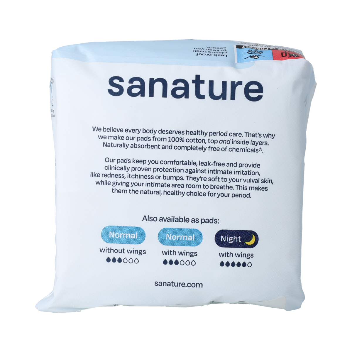 Sanature Maandverband super 100% katoen, 10 stuks, damesverband voor comfort en absorbentie, witte katoen pads.