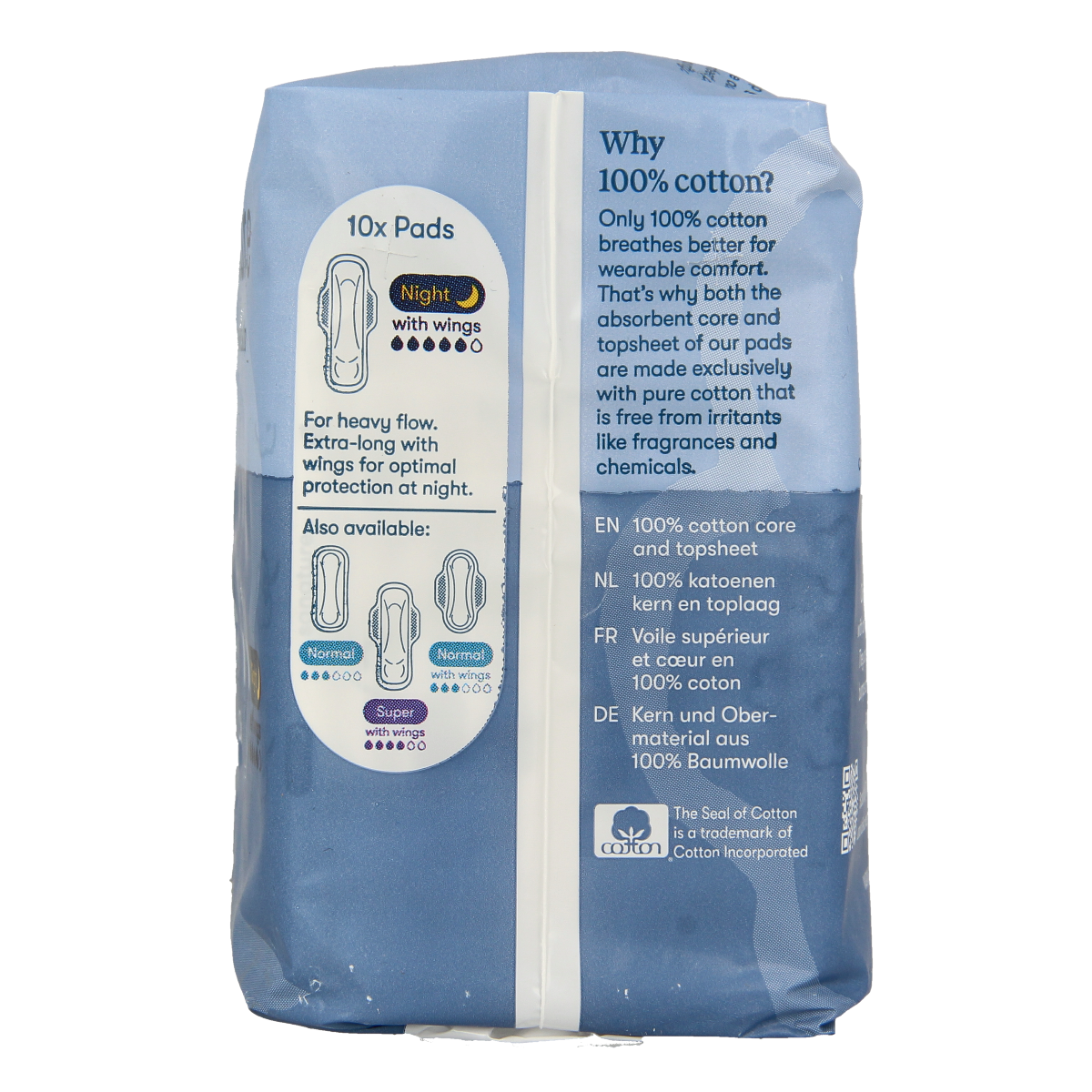 Sanature ultra night menstrual pads and tampons pack with 10 pieces, designed for women's overnight menstrual protection.