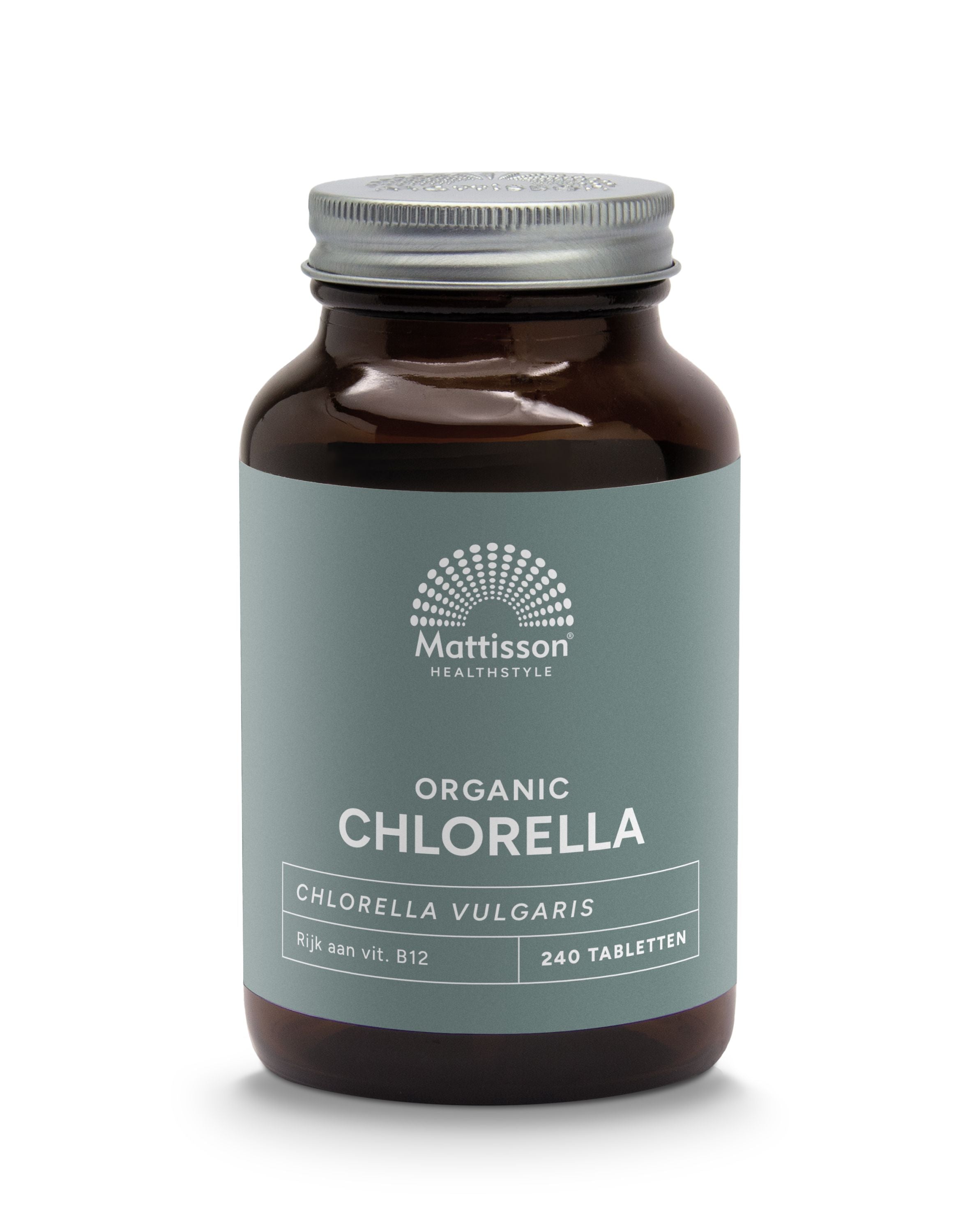 Mattisson Chlorella 500mg bio supplement in a bottle of 240 tablets, herbal health product from Mattisson.
