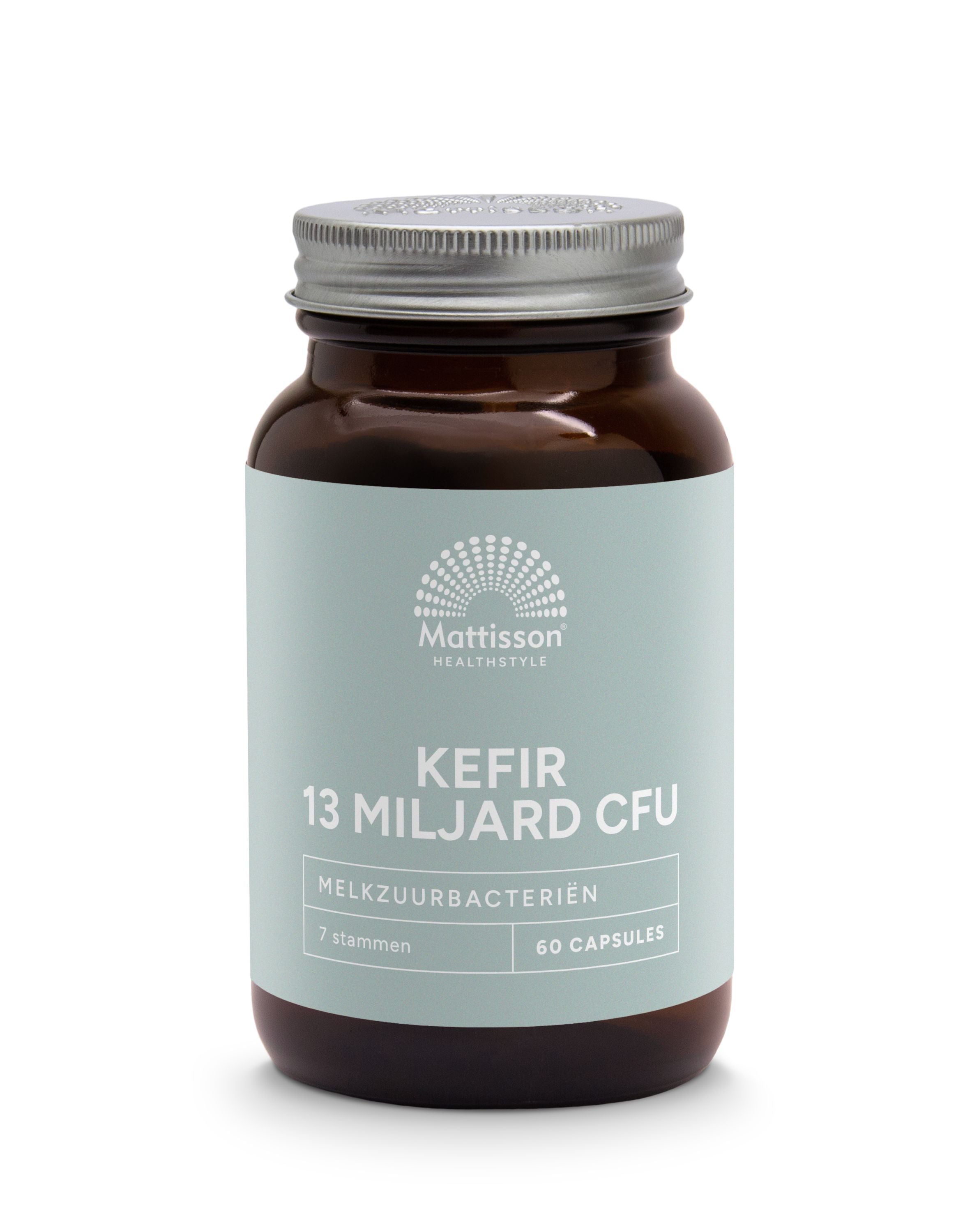 Mattisson Kefir probiotic capsules with 13 billion CFU, vegetarian micro-organisms in a 60-count bottle.