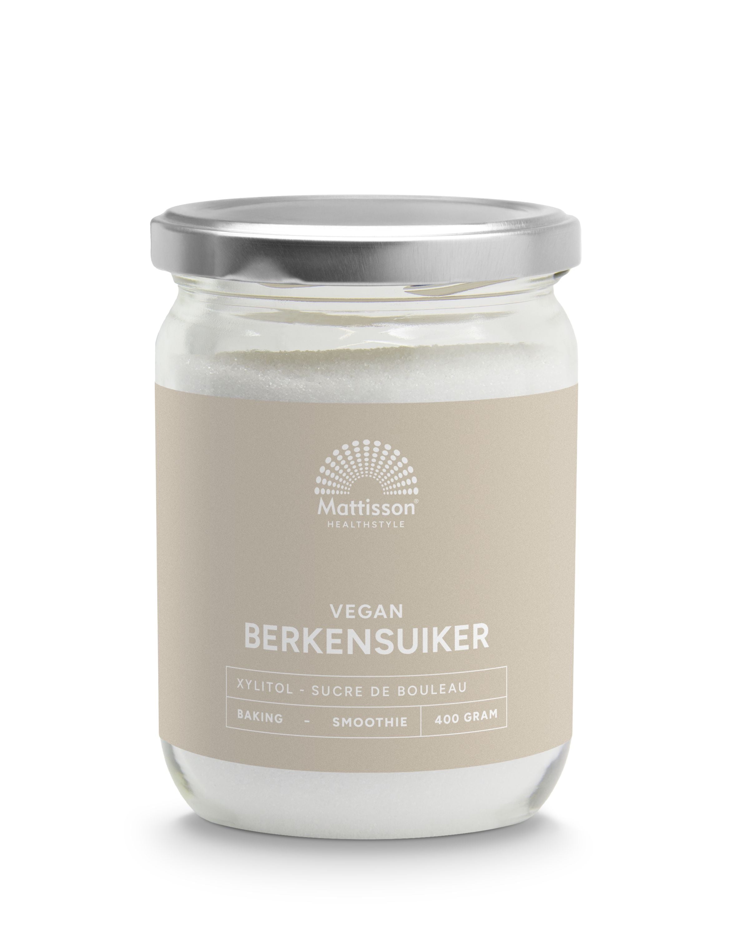 Mattisson Berkensuiker xylitol in a 400-gram package, a natural sweetener from the suikers en zoetstoffen category.