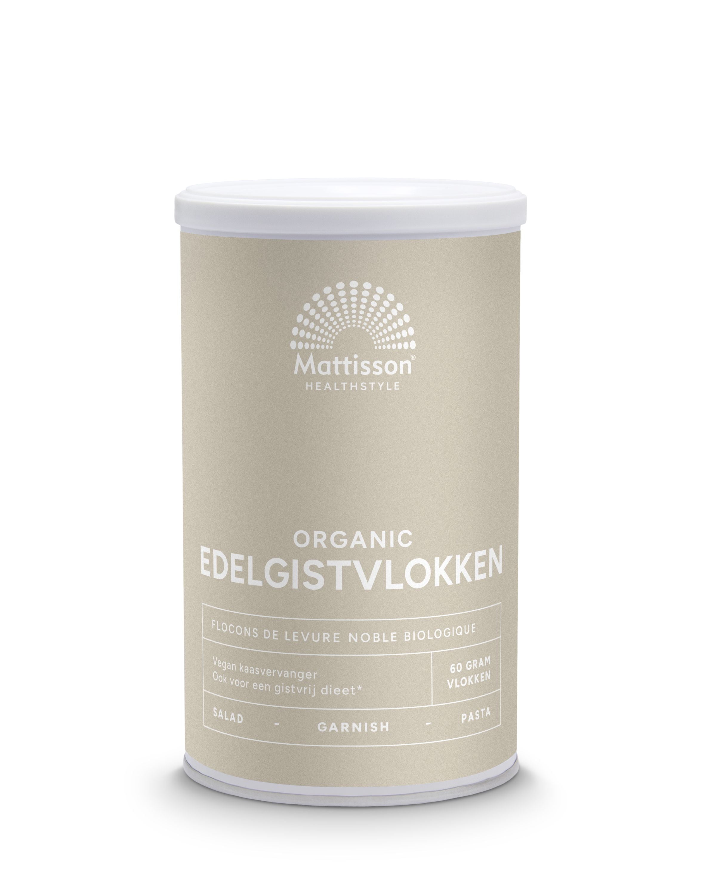 Organic Mattisson Edelgistvlokken, 60g, gluten-free brewer's yeast flakes for baking and cooking.