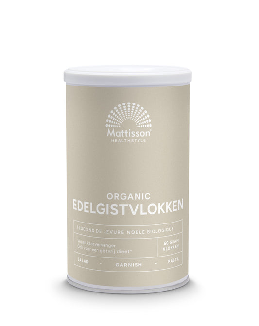 Organic Mattisson Edelgistvlokken, 60g, gluten-free brewer's yeast flakes for baking and cooking.