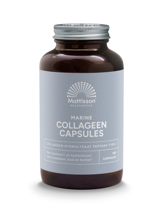 Mattisson Marine Vis Collagen Peptan Type I capsules, 180 count, dietary supplement with marine collagen for skin support.