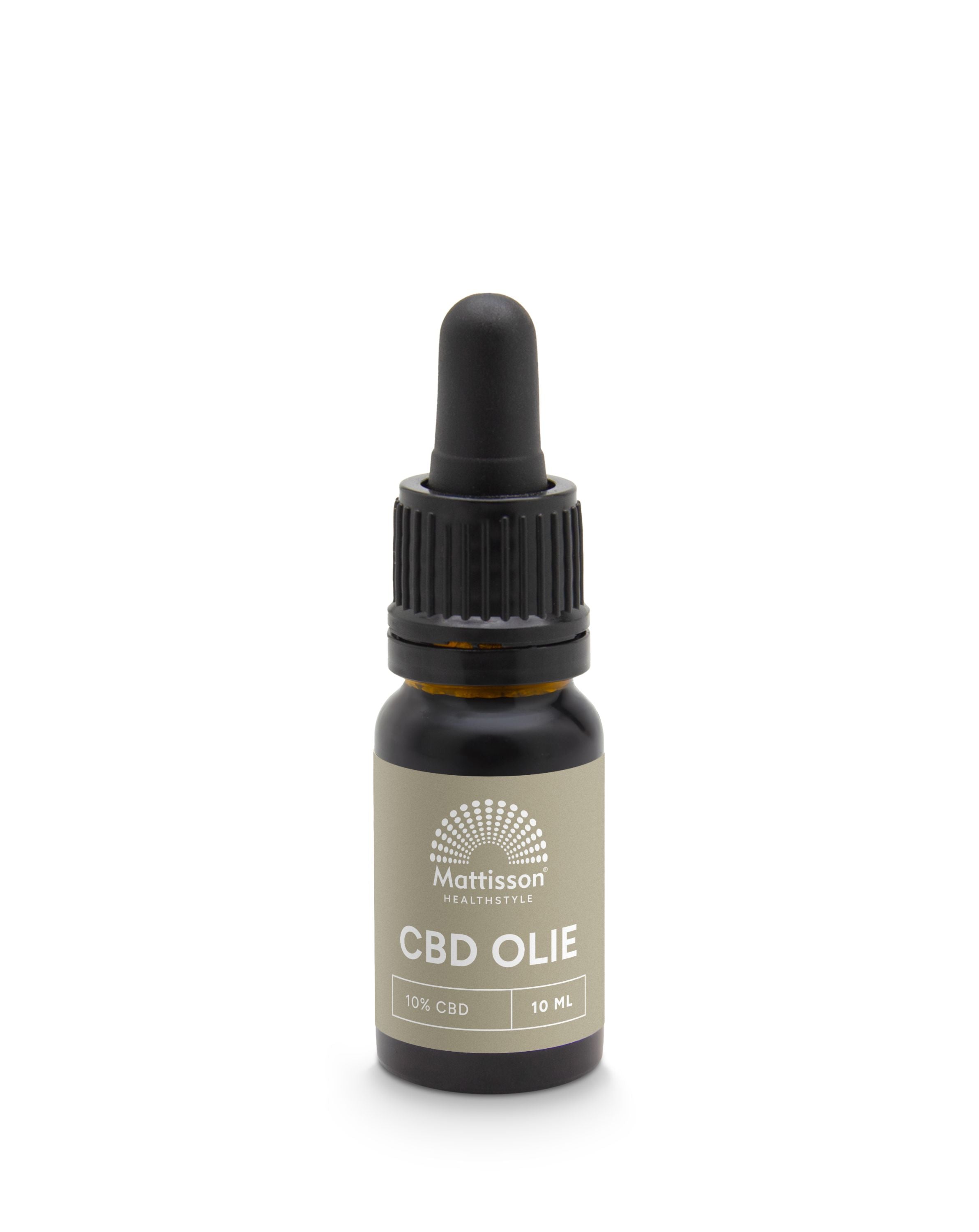 Mattisson CBD olie 10% in 10ml bottle, herbal supplement with dropper for wellness, natural CBD product.