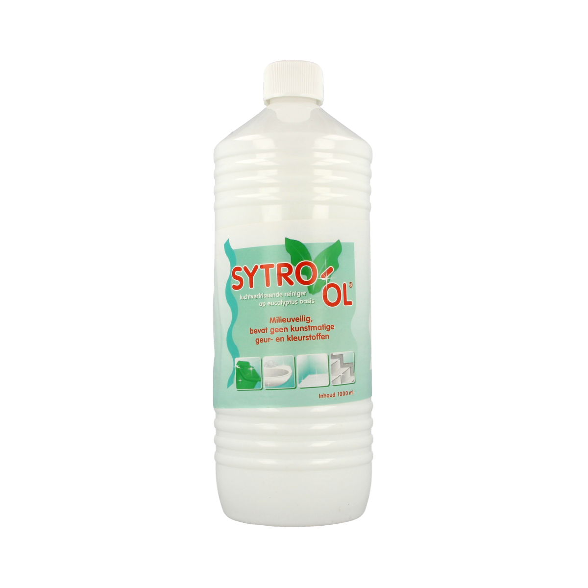 Neomix Sytro eucalyptus sanitizing cleaner bottle, 1 liter, cleaning product for bathroom and kitchen surfaces.