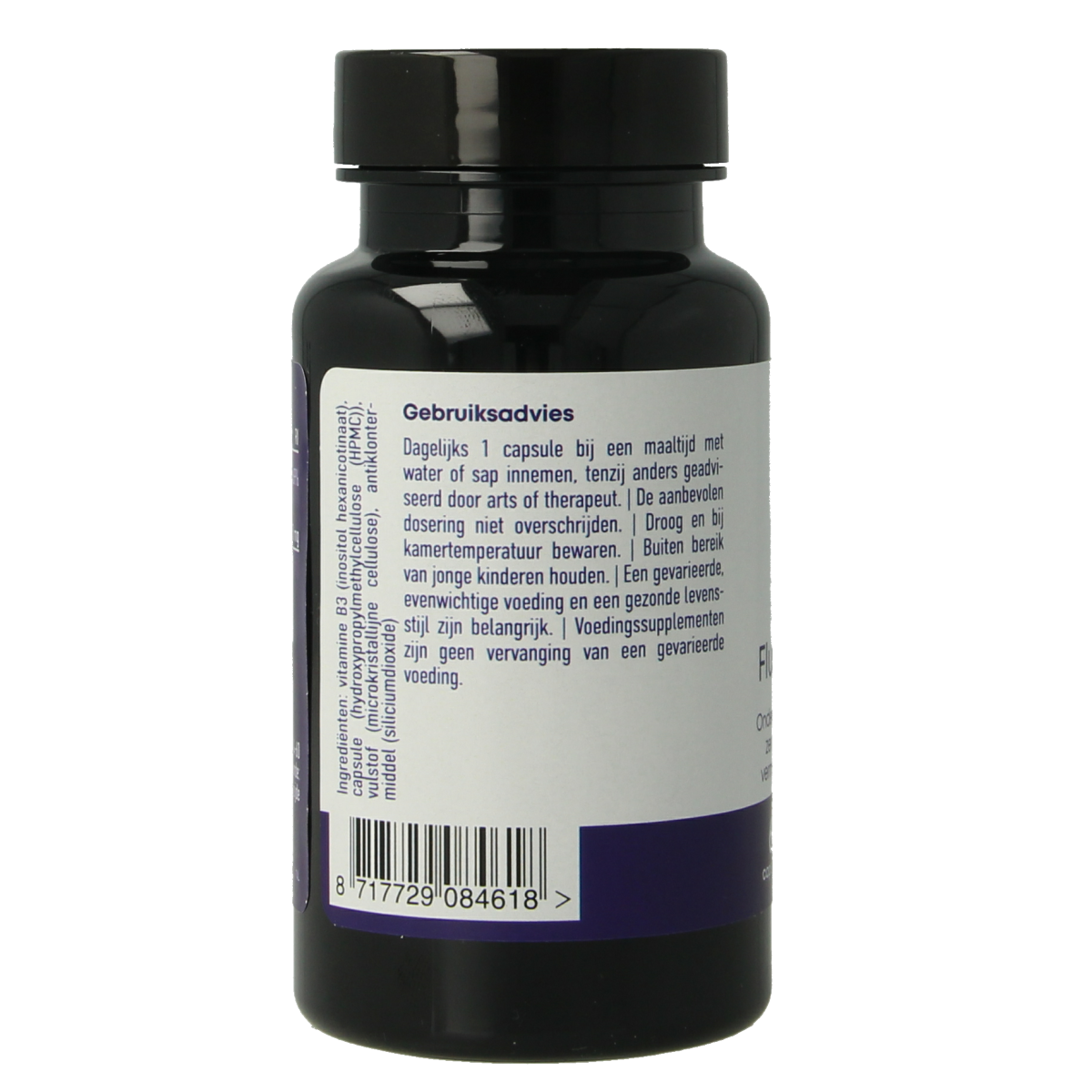 CellCare Vitamin B3 Niacin flush-free 500mg vegetarian capsules, close-up of the supplement bottle and capsules.