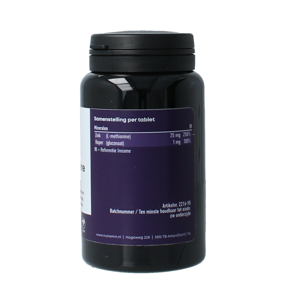 CellCare Zink L-methionine mineral tablets, showing a bottle of 90 zinc supplement capsules in clear plastic bottle with label.