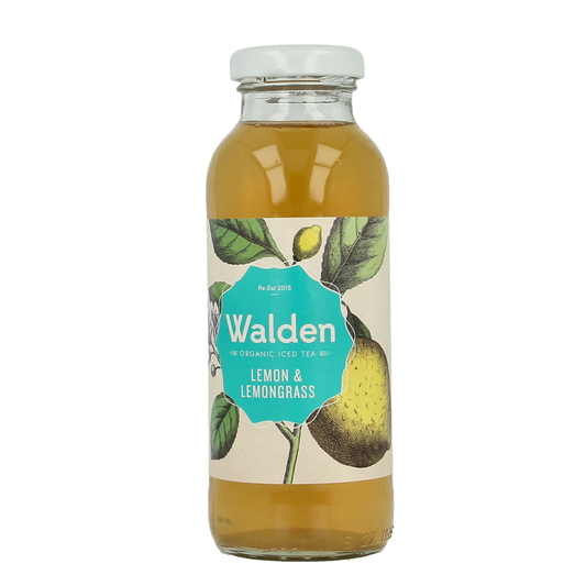 Walden Ice Tea Lemon Lemongrass bio in 250ml bottle, refreshing drink with lemon and lemongrass flavor