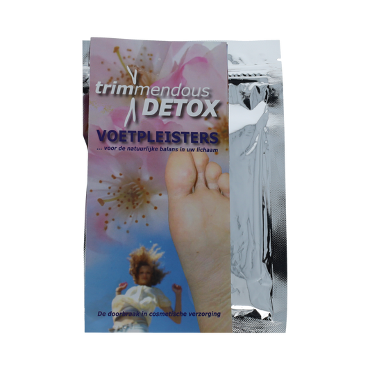 Trimmendous Detox foot patches pack with 10 pieces, designed for foot care and cleansing, shown in the image.