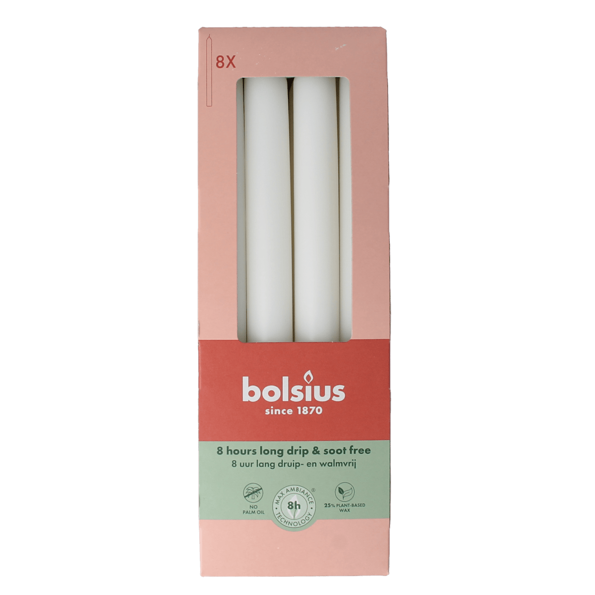 Bolsius Kaarsen 8.00 Stuks Bolsius Dinerkaarsen 230/20 cloudy white 8.00 Stuks
