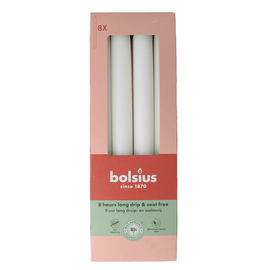 Bolsius Kaarsen 8.00 Stuks Bolsius Dinerkaarsen 230/20 cloudy white 8.00 Stuks
