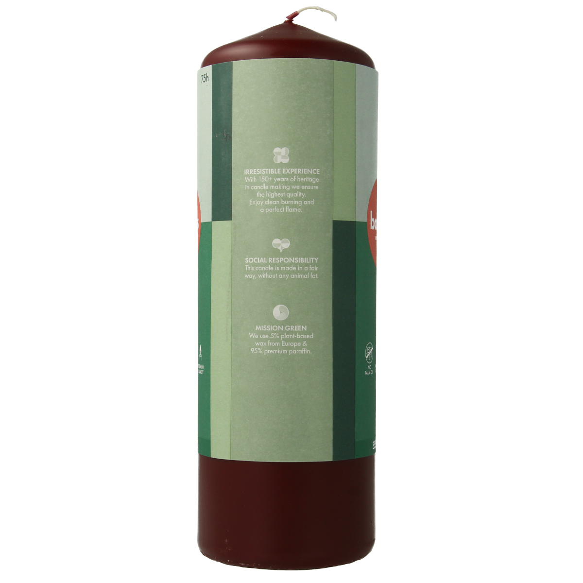 Bolsius velvet red Stompkaars candle 200/68 with single wick, ideal for home decor or special occasions.