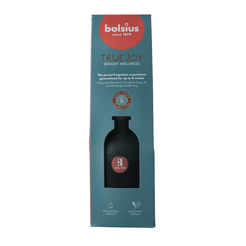 Bolsius Geurverspreider True Joy Woody Wellness, 80ml, showcasing the sleek designed scent diffuser with woody wellness fragrance.