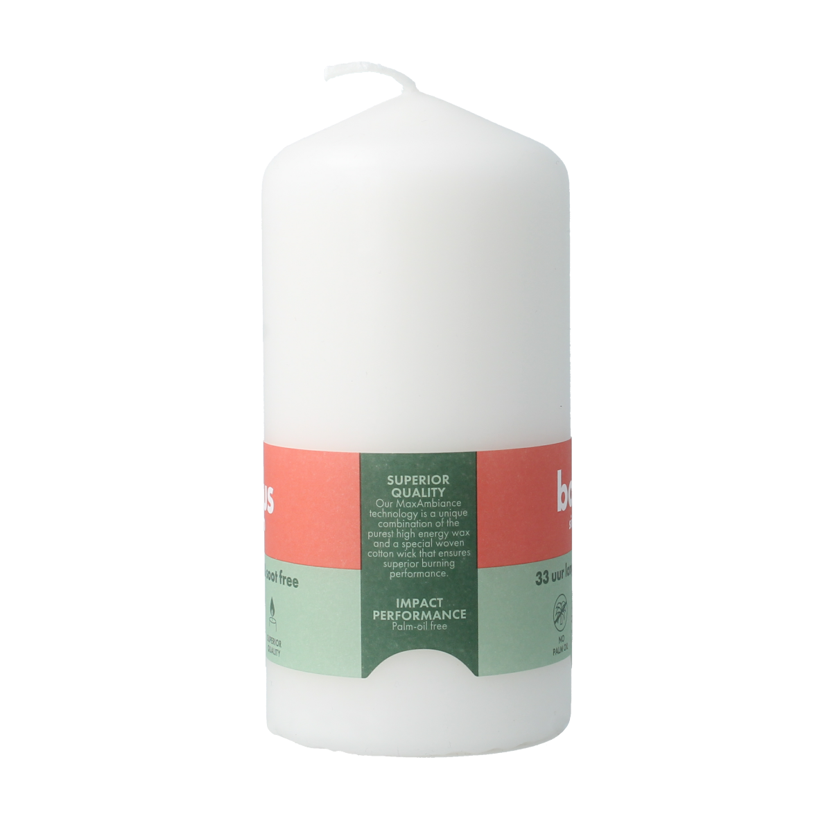 Bolsius Stompkaars 120-58 cloudy white candle, 1 piece, shown with a smooth, cloudy white wax surface.