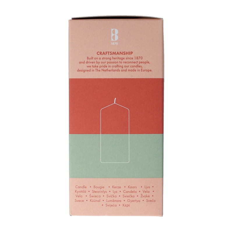Golden orange Bolsius Stompkaars candle, 120/58 size, shown burning with a flickering flame and melted wax in a warm setting.