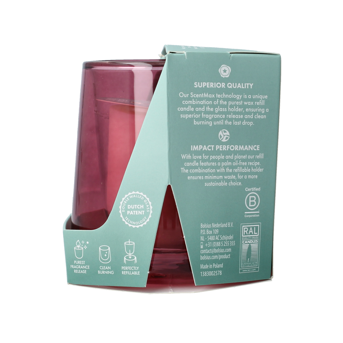 Bolsius Clean light startkit cedarwood and vetiver candles, set of 1, featuring natural scents and warm wooden aroma.