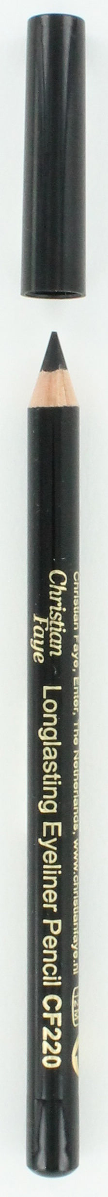 Christian Faye black eyeliner, make-up product, with the pencil sharpened and ready for precise eye definition.