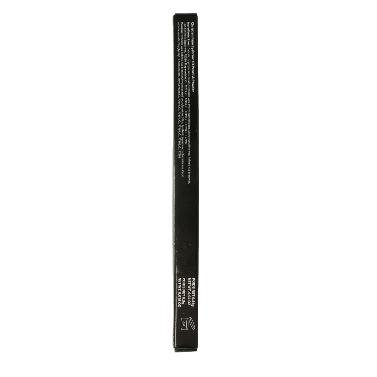 Christian Faye 3D eyebrow pencil and powder in dark brown, makeup product with dual applicator for natural-looking brows.